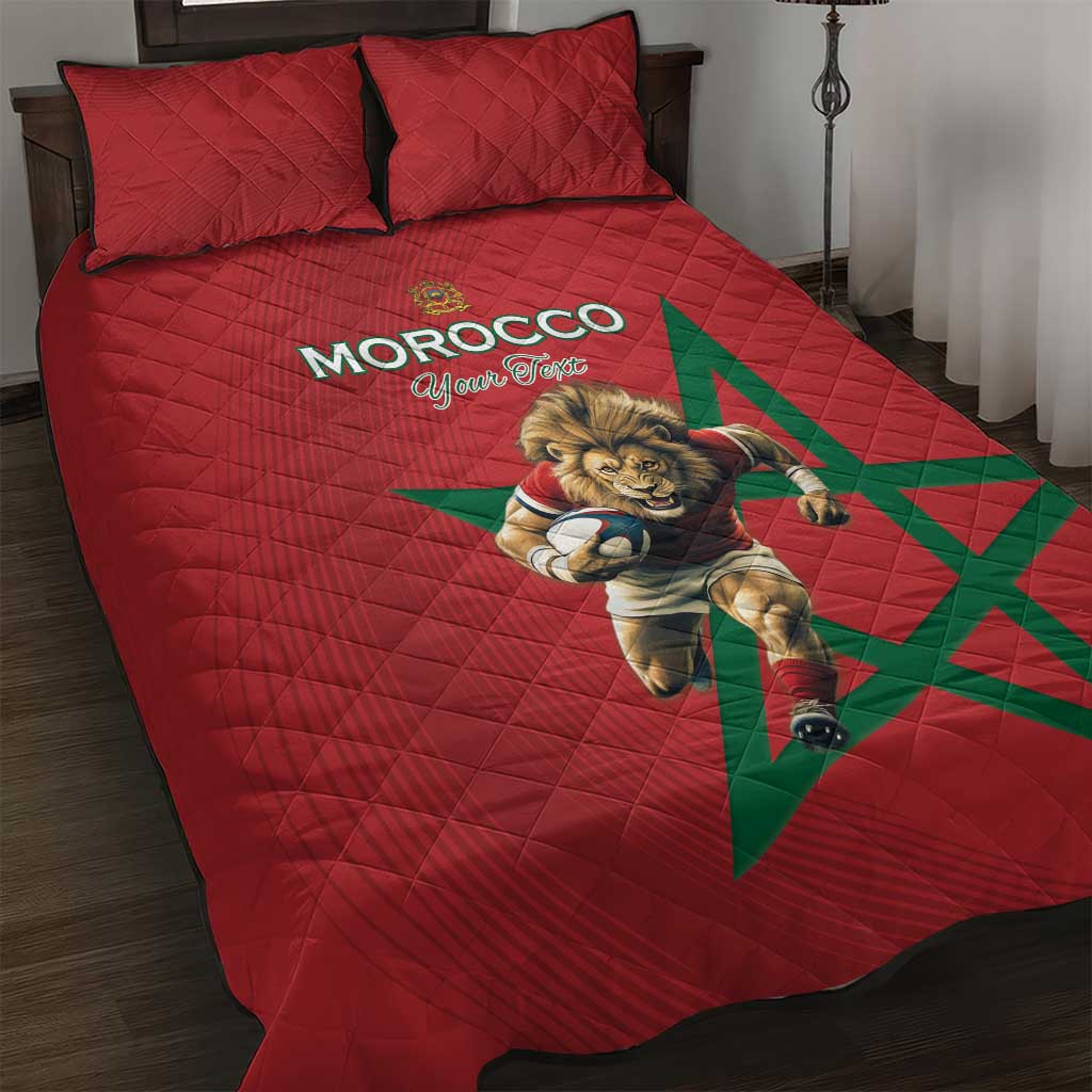 Morocco Rugby Custom Quilt Bed Set Lion Mascot Green Star