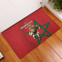 Morocco Rugby Custom Rubber Doormat Lion Mascot Green Star