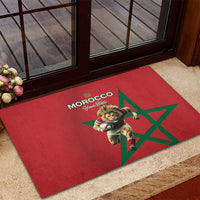 Morocco Rugby Custom Rubber Doormat Lion Mascot Green Star