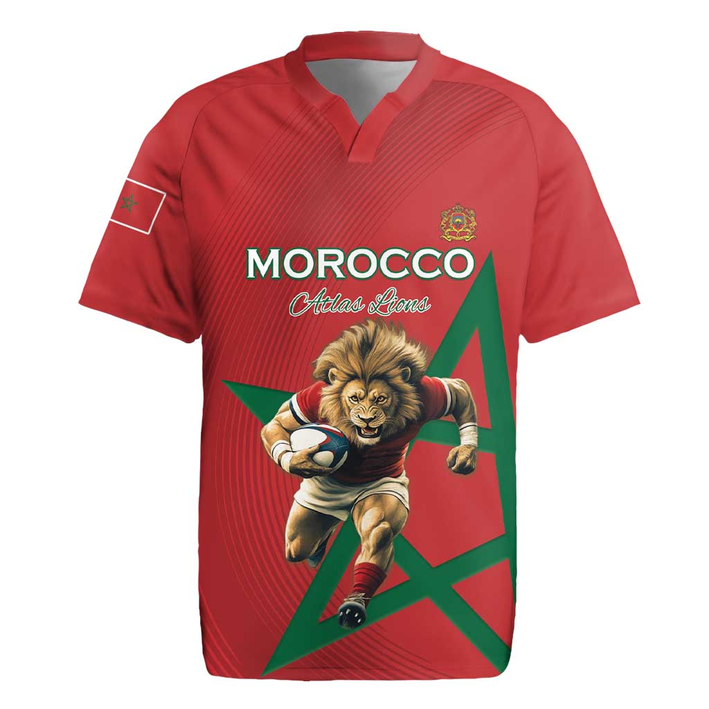 Morocco Rugby Custom Rugby Jersey Lion Mascot Green Star