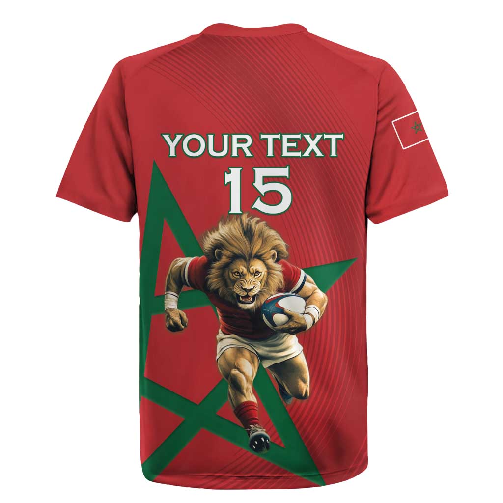Morocco Rugby Custom Rugby Jersey Lion Mascot Green Star