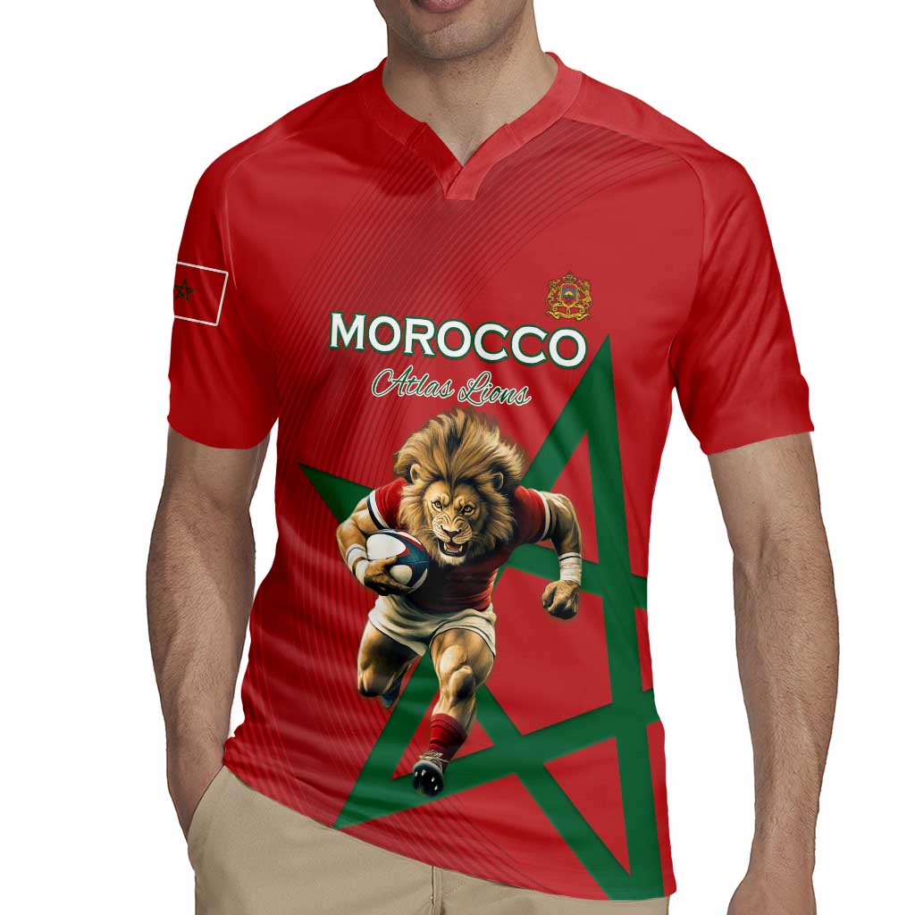 Morocco Rugby Custom Rugby Jersey Lion Mascot Green Star