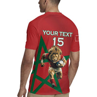 Morocco Rugby Custom Rugby Jersey Lion Mascot Green Star