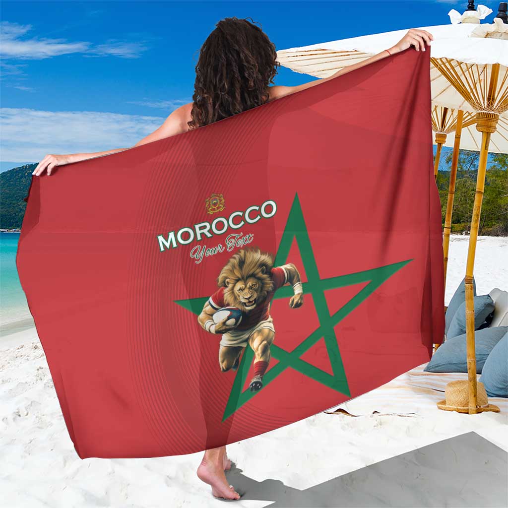 Morocco Rugby Custom Sarong Lion Mascot Green Star