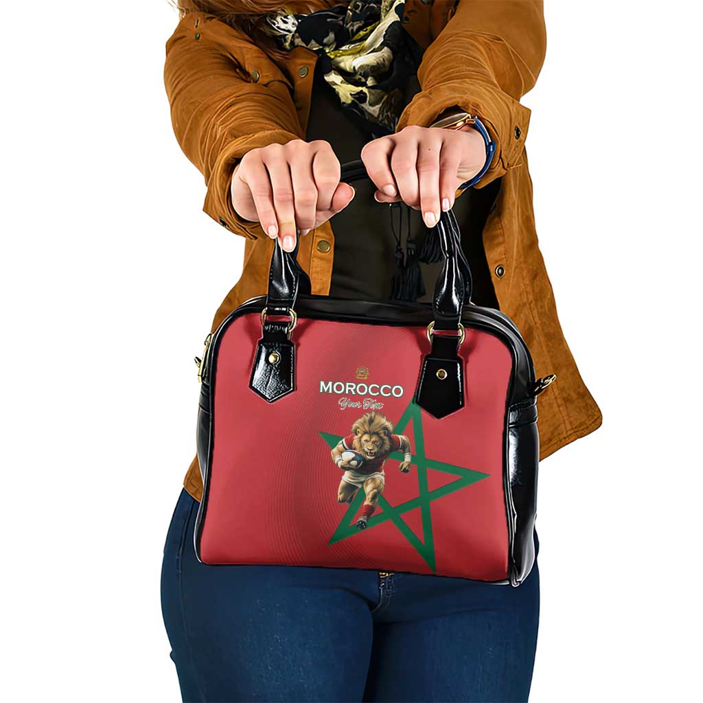 Morocco Rugby Custom Shoulder Handbag Lion Mascot Green Star