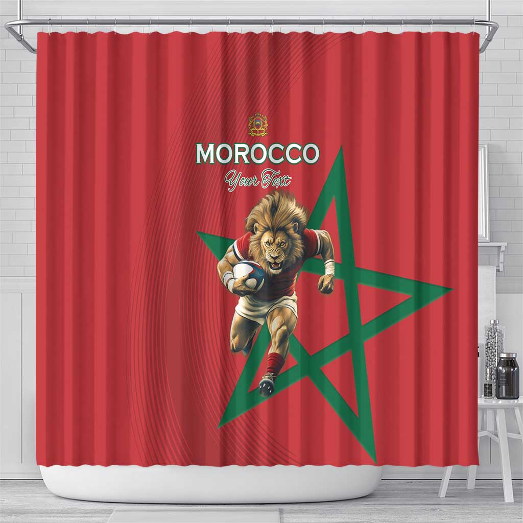 Morocco Rugby Custom Shower Curtain Lion Mascot Green Star