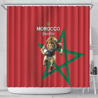 Morocco Rugby Custom Shower Curtain Lion Mascot Green Star