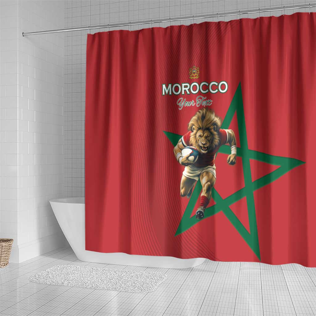 Morocco Rugby Custom Shower Curtain Lion Mascot Green Star