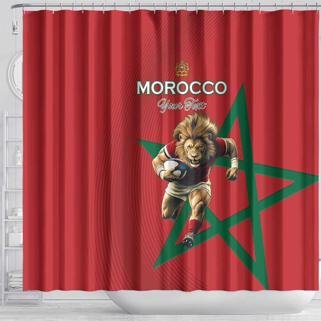 Morocco Rugby Custom Shower Curtain Lion Mascot Green Star