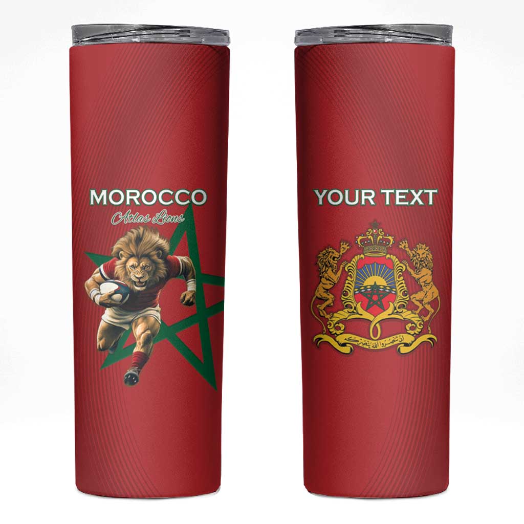 Morocco Rugby Custom Skinny Tumbler Lion Mascot Green Star