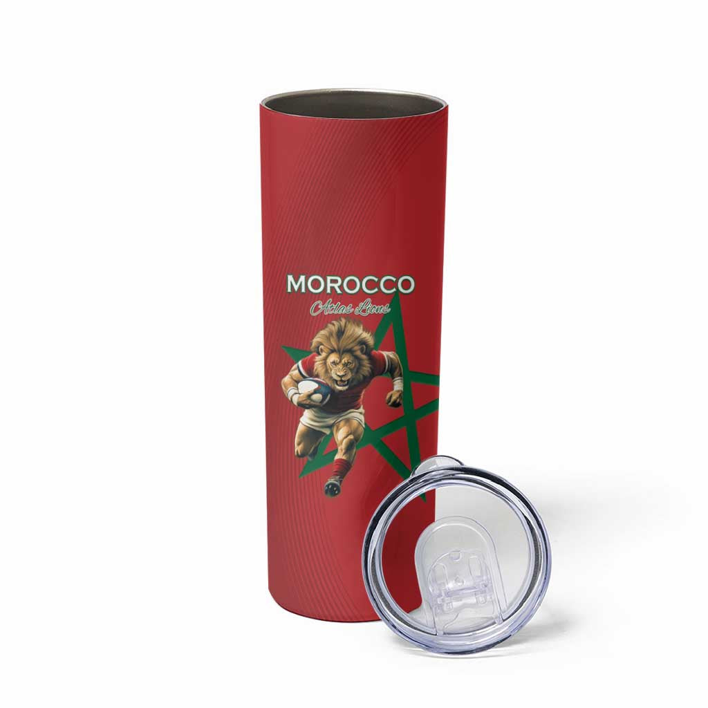 Morocco Rugby Custom Skinny Tumbler Lion Mascot Green Star