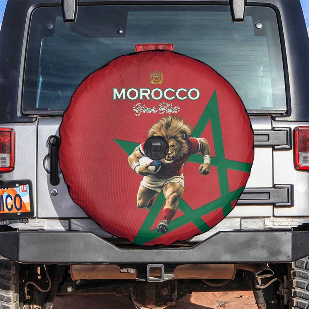 Morocco Rugby Custom Spare Tire Cover Lion Mascot Green Star
