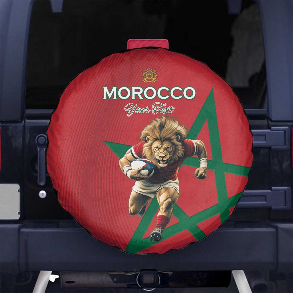 Morocco Rugby Custom Spare Tire Cover Lion Mascot Green Star