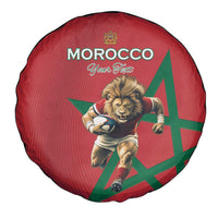 Morocco Rugby Custom Spare Tire Cover Lion Mascot Green Star
