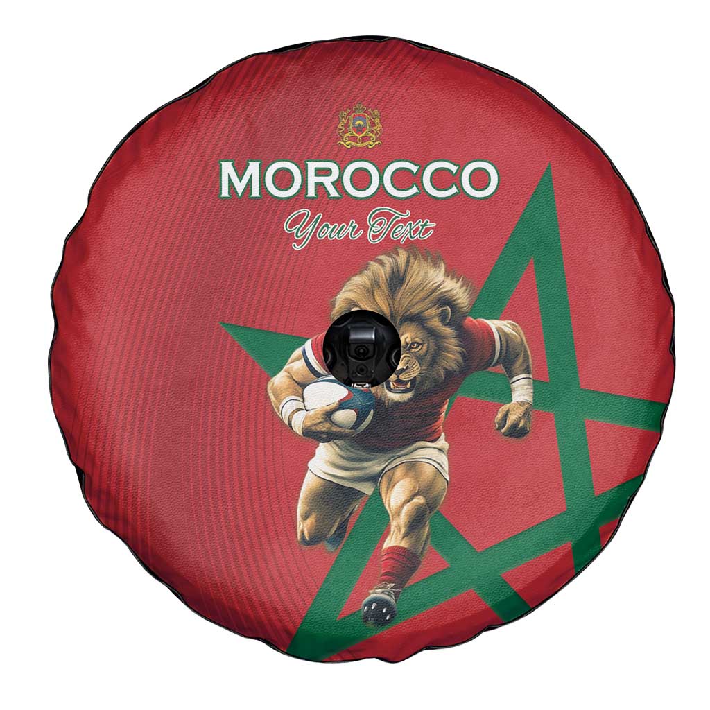 Morocco Rugby Custom Spare Tire Cover Lion Mascot Green Star