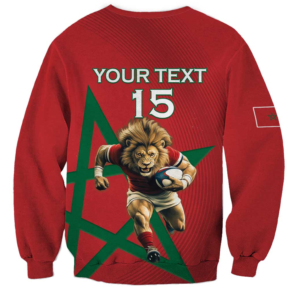 Morocco Rugby Custom Sweatshirt Lion Mascot Green Star