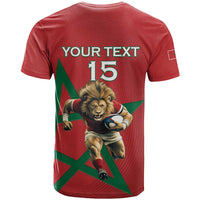 Morocco Rugby Custom T Shirt Lion Mascot Green Star