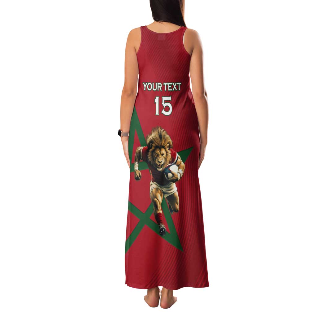 Morocco Rugby Custom Tank Maxi Dress Lion Mascot Green Star