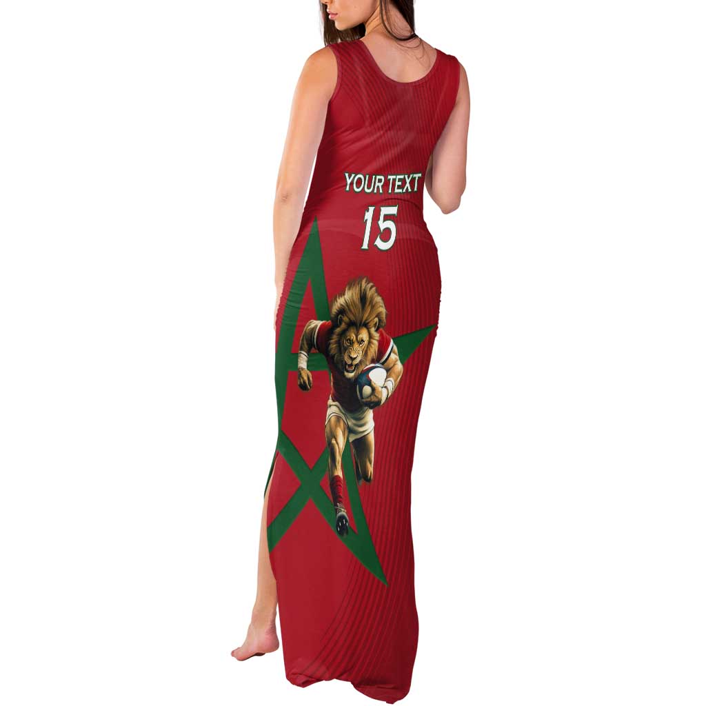 Morocco Rugby Custom Tank Maxi Dress Lion Mascot Green Star
