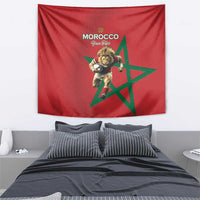 Morocco Rugby Custom Tapestry Lion Mascot Green Star