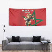 Morocco Rugby Custom Tapestry Lion Mascot Green Star