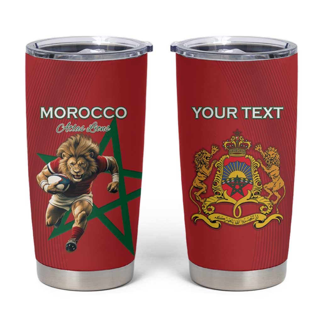 Morocco Rugby Custom Tumbler Cup Lion Mascot Green Star