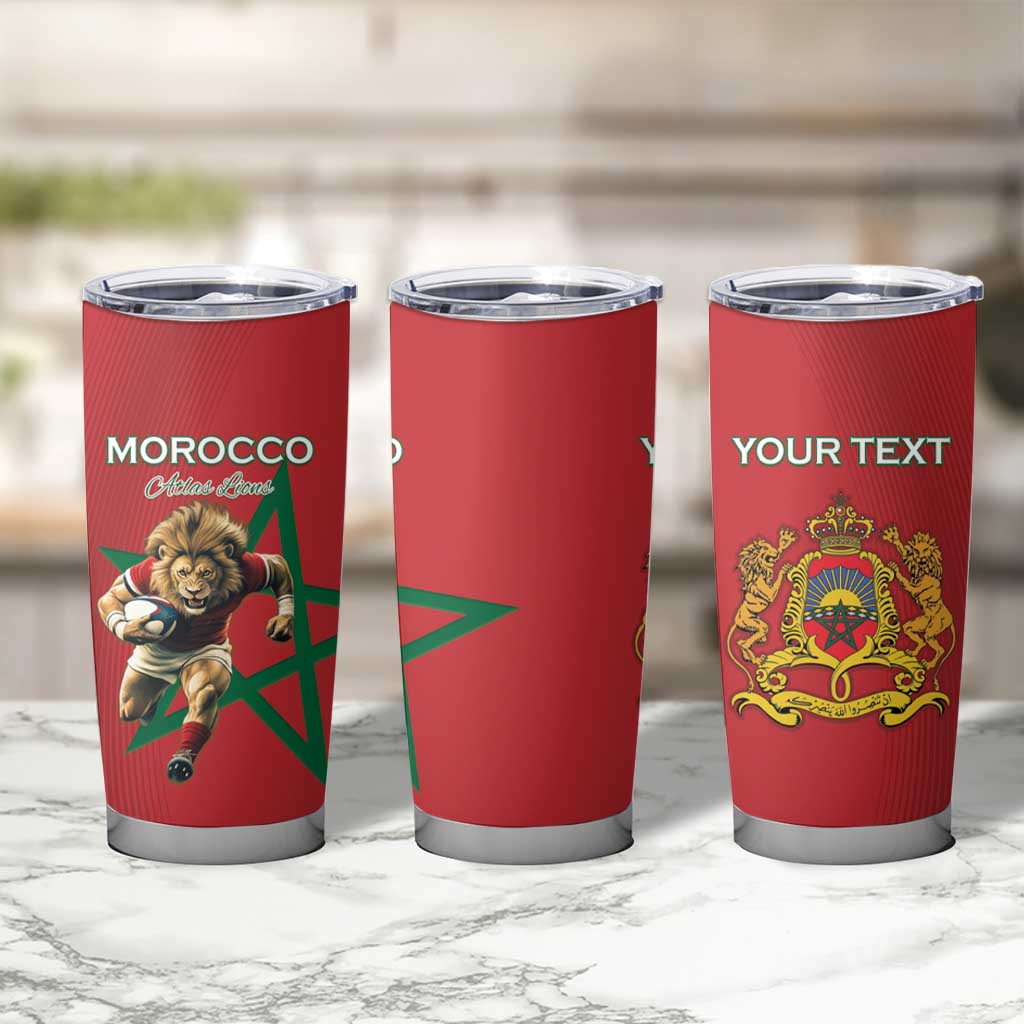 Morocco Rugby Custom Tumbler Cup Lion Mascot Green Star