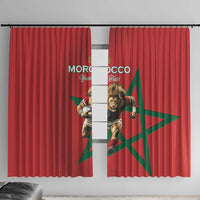 Morocco Rugby Custom Window Curtain Lion Mascot Green Star