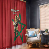 Morocco Rugby Custom Window Curtain Lion Mascot Green Star
