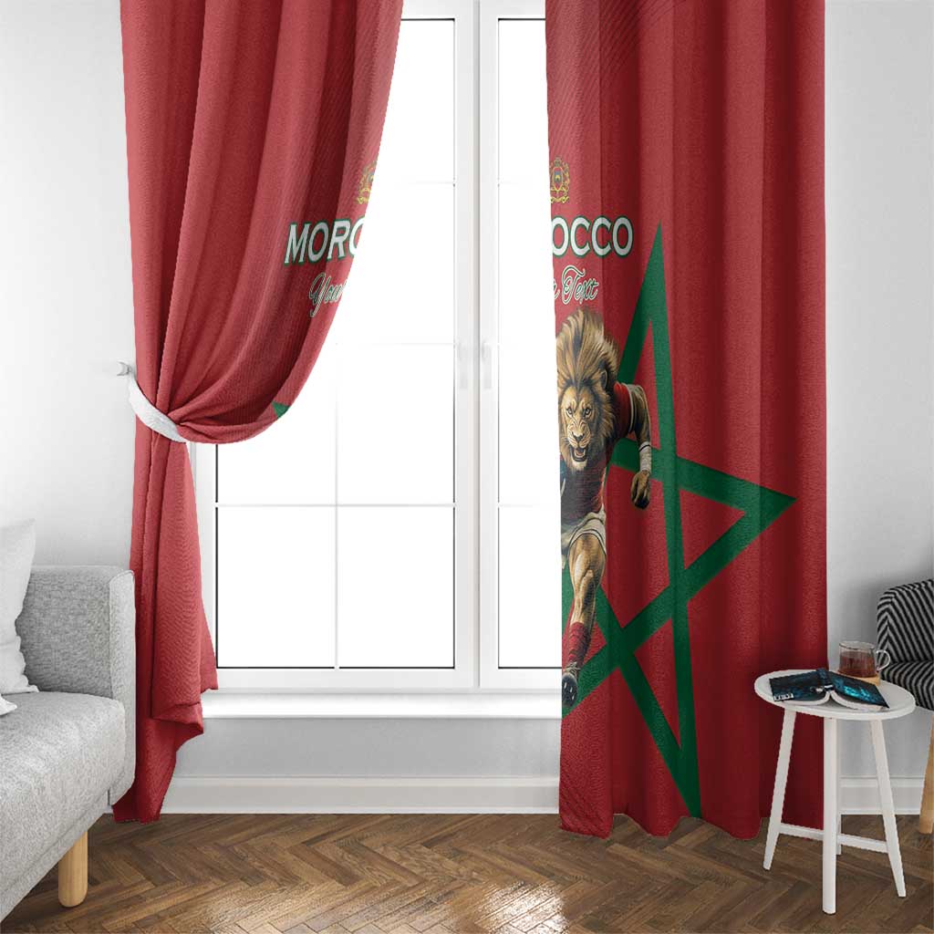 Morocco Rugby Custom Window Curtain Lion Mascot Green Star