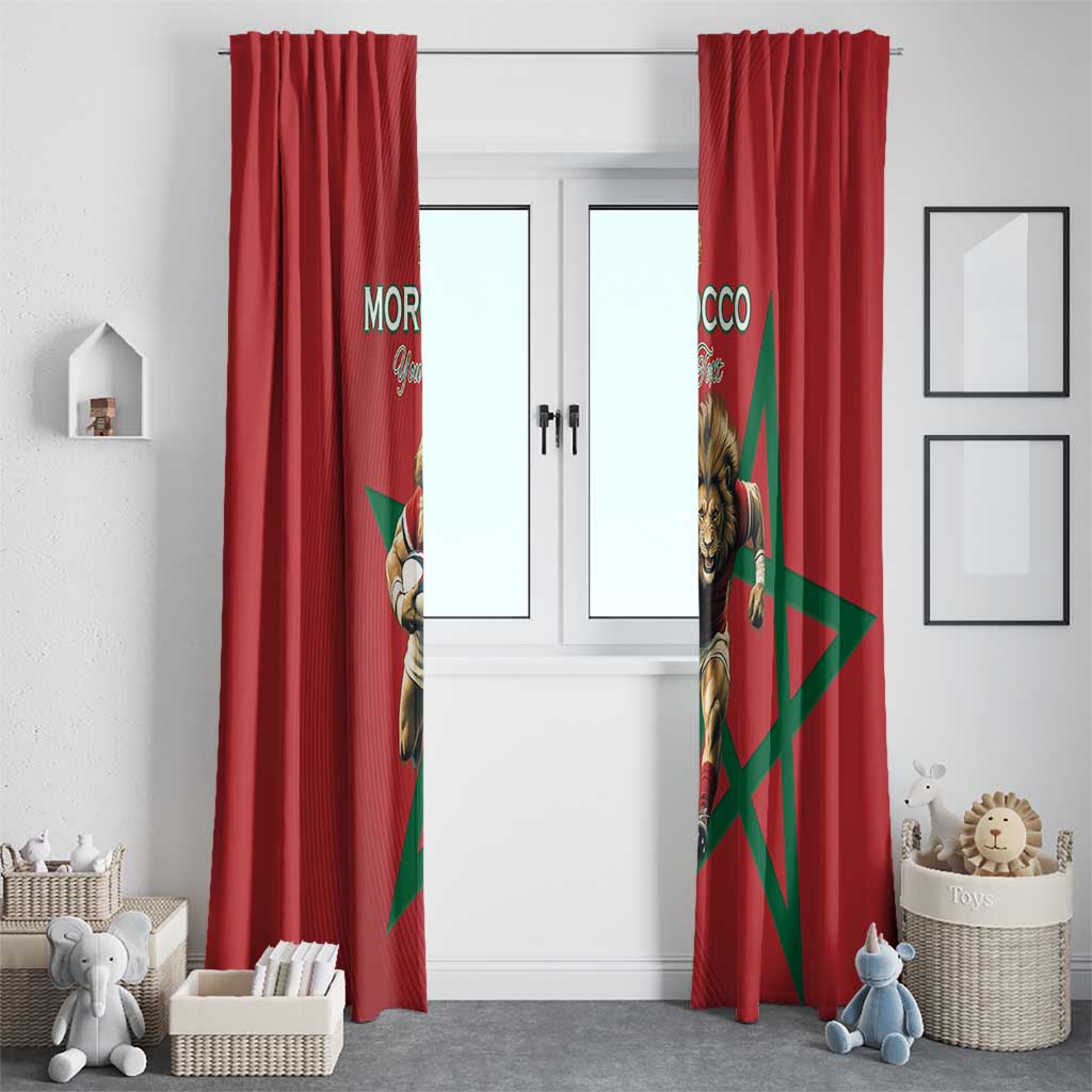 Morocco Rugby Custom Window Curtain Lion Mascot Green Star