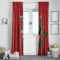 Morocco Rugby Custom Window Curtain Lion Mascot Green Star