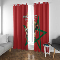 Morocco Rugby Custom Window Curtain Lion Mascot Green Star