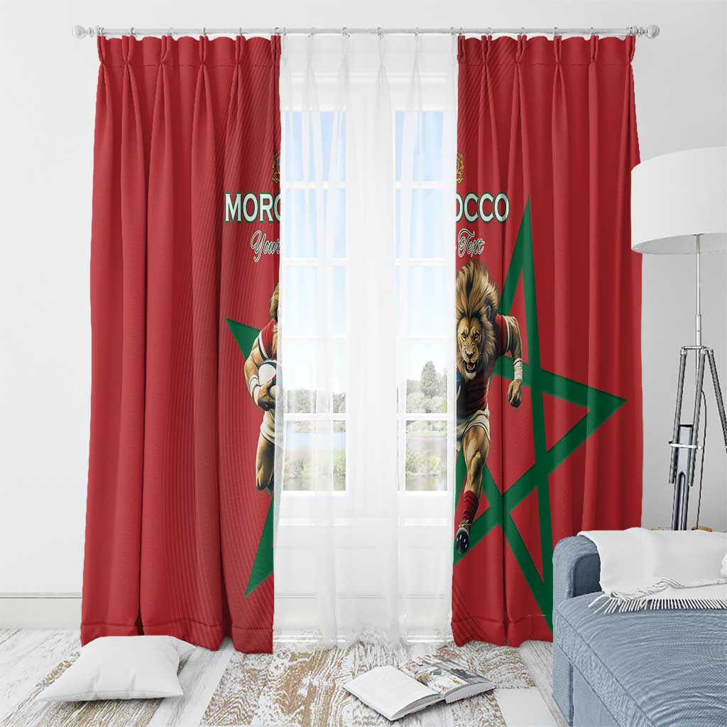 Morocco Rugby Custom Window Curtain Lion Mascot Green Star