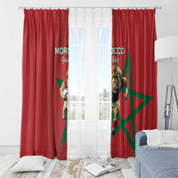 Morocco Rugby Custom Window Curtain Lion Mascot Green Star