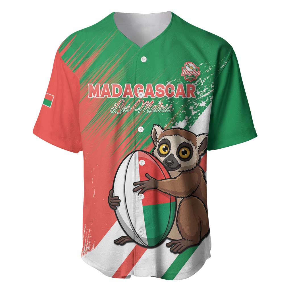 Madagascar Rugby Custom Baseball Jersey Go Les Makis - Wonder Print Shop
