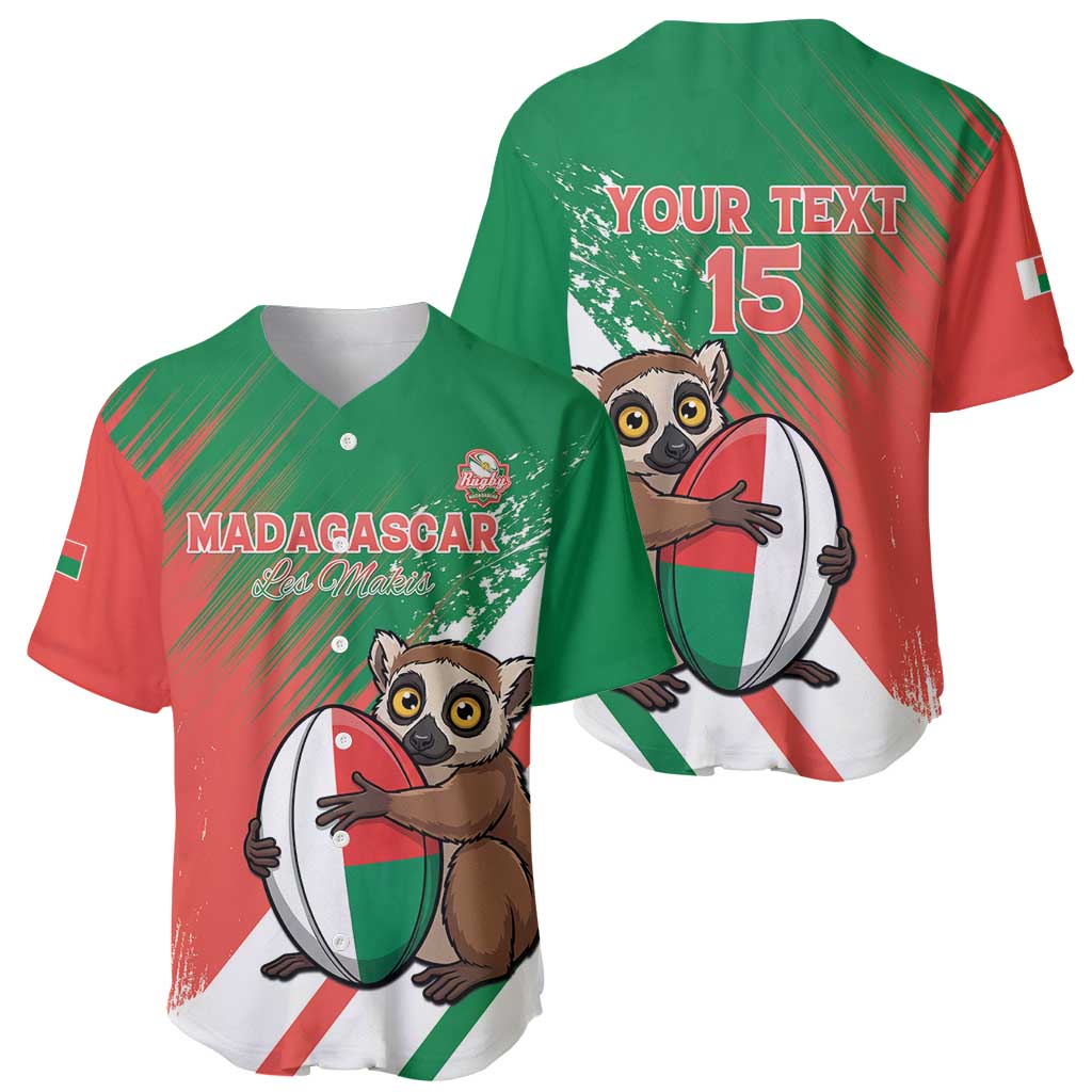Madagascar Rugby Custom Baseball Jersey Go Les Makis - Wonder Print Shop