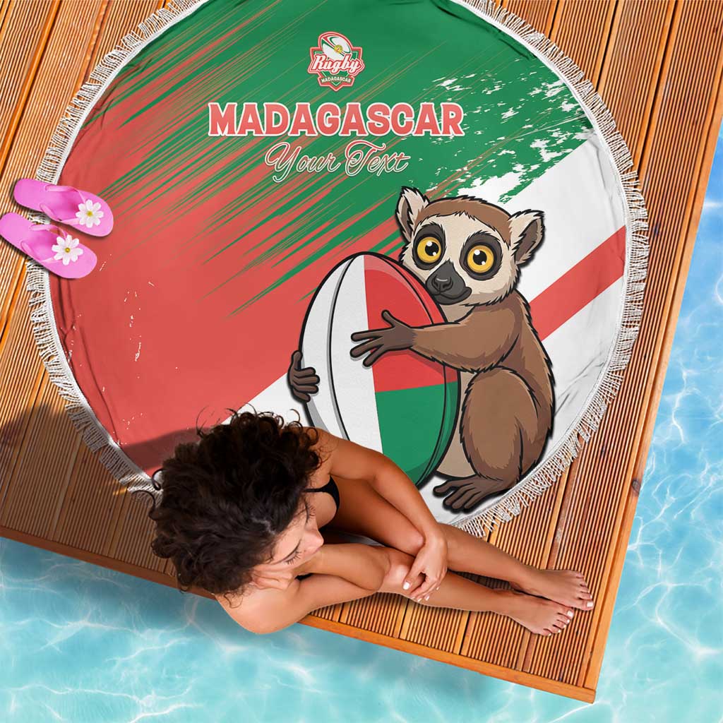 Madagascar Rugby Custom Beach Blanket Go Les Makis - Wonder Print Shop