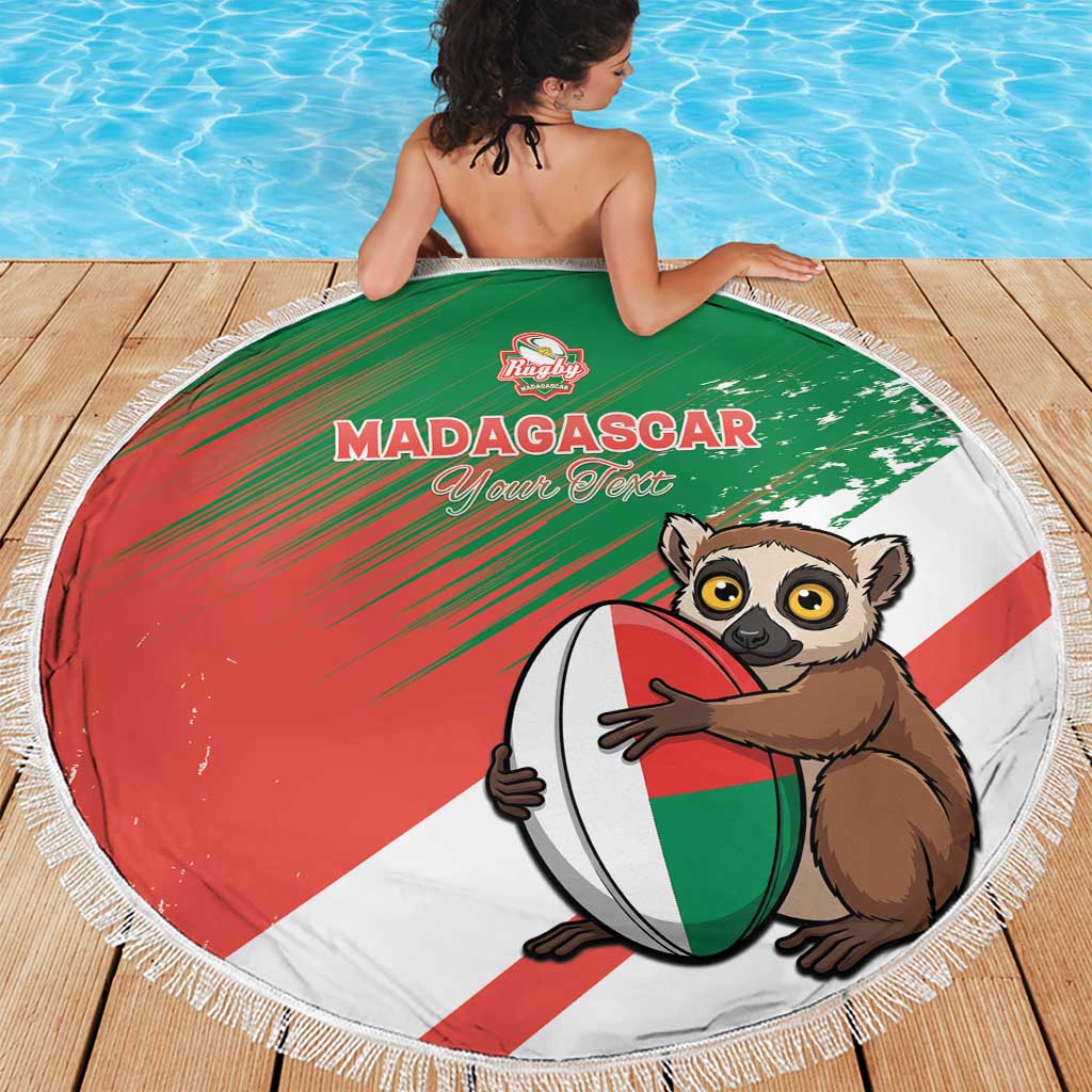 Madagascar Rugby Custom Beach Blanket Go Les Makis - Wonder Print Shop
