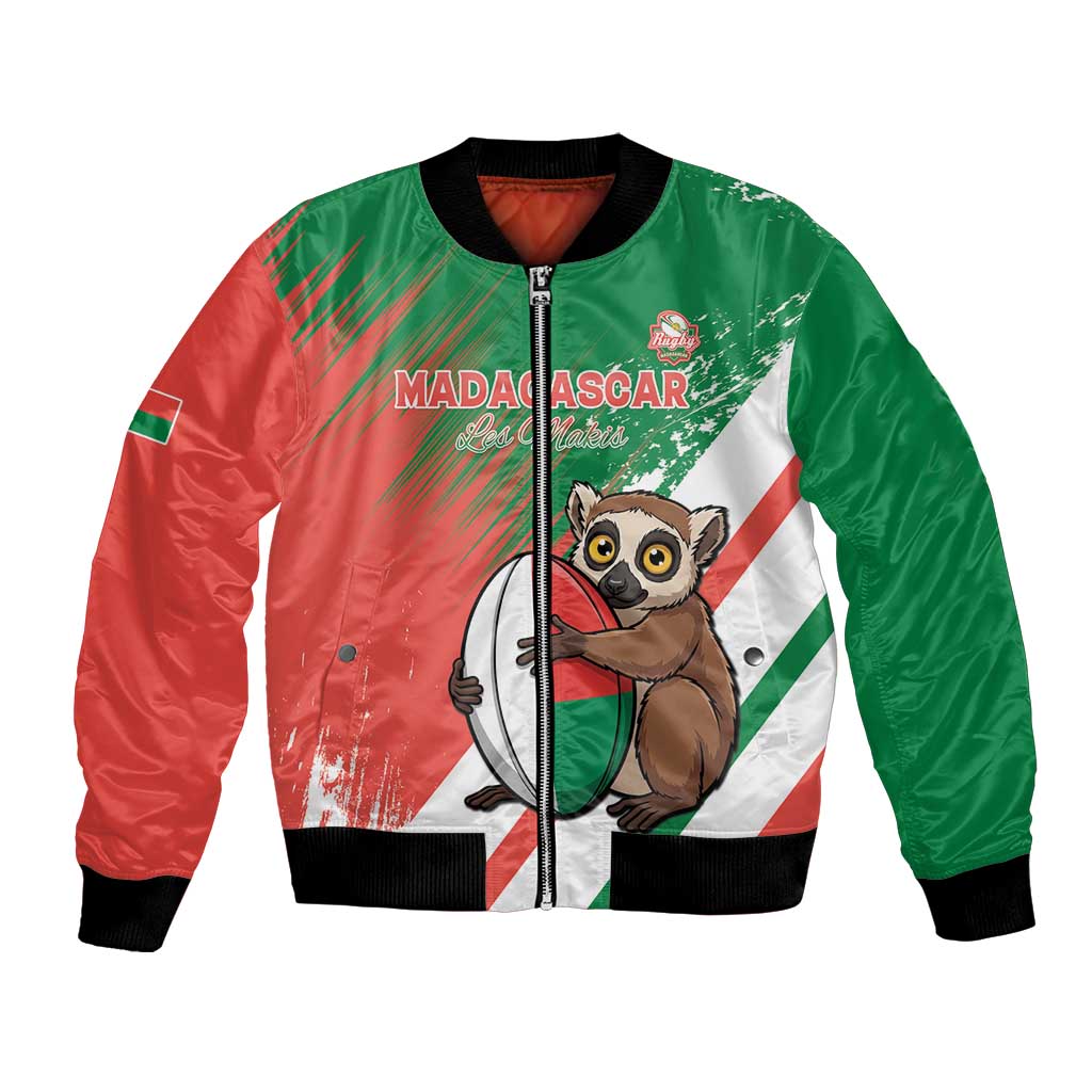 Madagascar Rugby Custom Bomber Jacket Go Les Makis - Wonder Print Shop