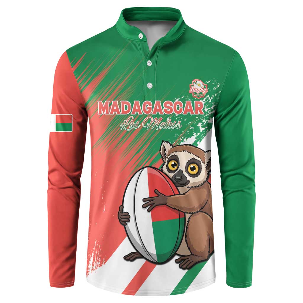 Madagascar Rugby Custom Button Sweatshirt Go Les Makis - Wonder Print Shop