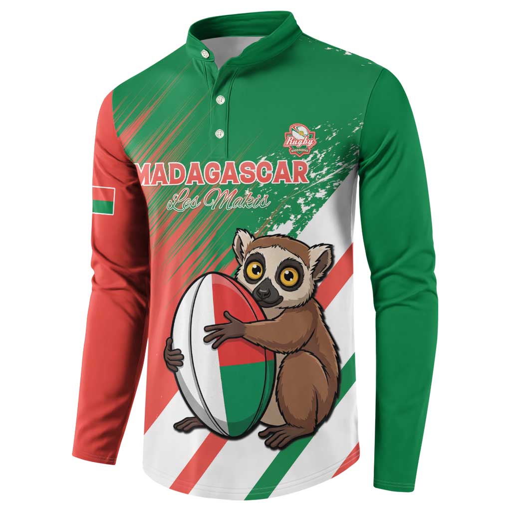 Madagascar Rugby Custom Button Sweatshirt Go Les Makis - Wonder Print Shop