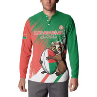 Madagascar Rugby Custom Button Sweatshirt Go Les Makis - Wonder Print Shop