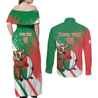 Madagascar Rugby Custom Couples Matching Off Shoulder Maxi Dress and Long Sleeve Button Shirt Go Les Makis - Wonder Print Shop