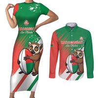 Madagascar Rugby Custom Couples Matching Short Sleeve Bodycon Dress and Long Sleeve Button Shirt Go Les Makis - Wonder Print Shop