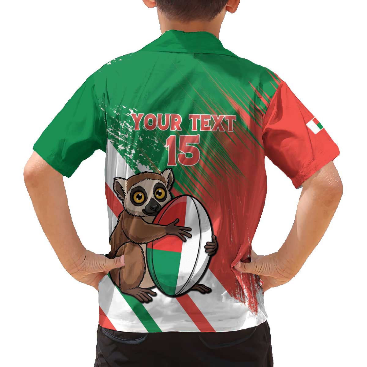 Madagascar Rugby Custom Family Matching Off The Shoulder Long Sleeve Dress and Hawaiian Shirt Go Les Makis - Wonder Print Shop