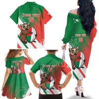 Madagascar Rugby Custom Family Matching Off The Shoulder Long Sleeve Dress and Hawaiian Shirt Go Les Makis - Wonder Print Shop