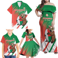 Madagascar Rugby Custom Family Matching Off Shoulder Maxi Dress and Hawaiian Shirt Go Les Makis - Wonder Print Shop