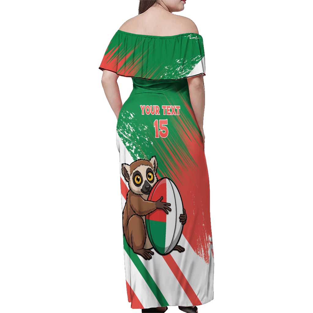 Madagascar Rugby Custom Family Matching Off Shoulder Maxi Dress and Hawaiian Shirt Go Les Makis - Wonder Print Shop
