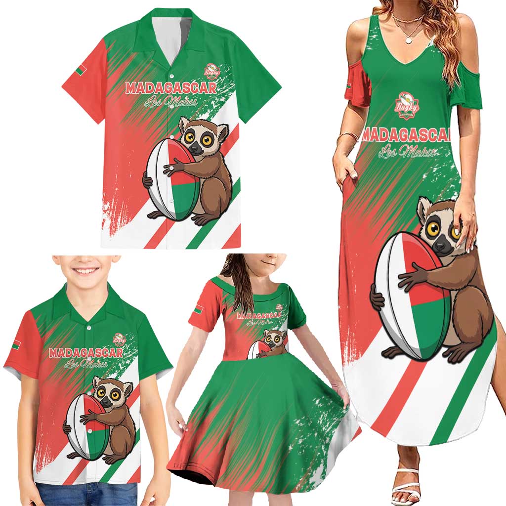 Madagascar Rugby Custom Family Matching Summer Maxi Dress and Hawaiian Shirt Go Les Makis - Wonder Print Shop